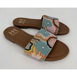 Haute‎ Hippie Sandals Women's 6.5 Beaded Embroidered Retro Slip Boho Slides
